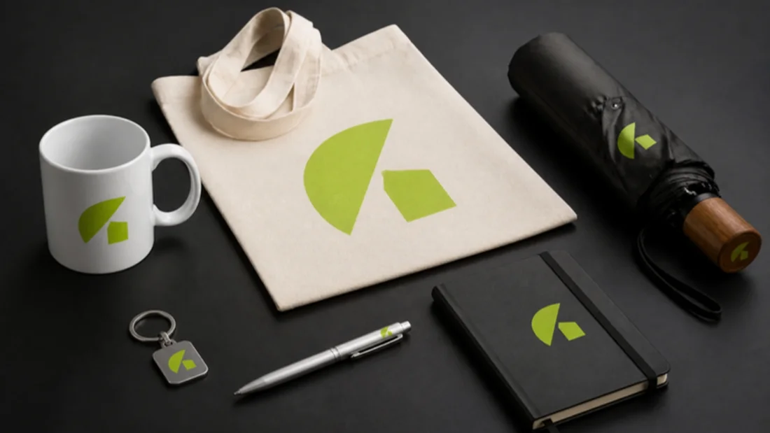 Kubek, torba, parasol, notes, długopis i brelok z logo